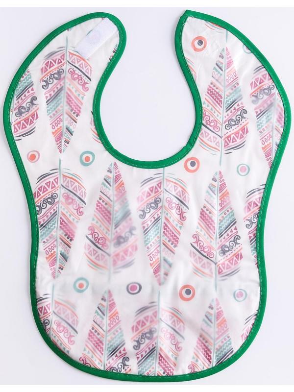 Нагрудник для кормления «Перья» непромокаемый на липучке, с карманом, р-р. 37х23х10