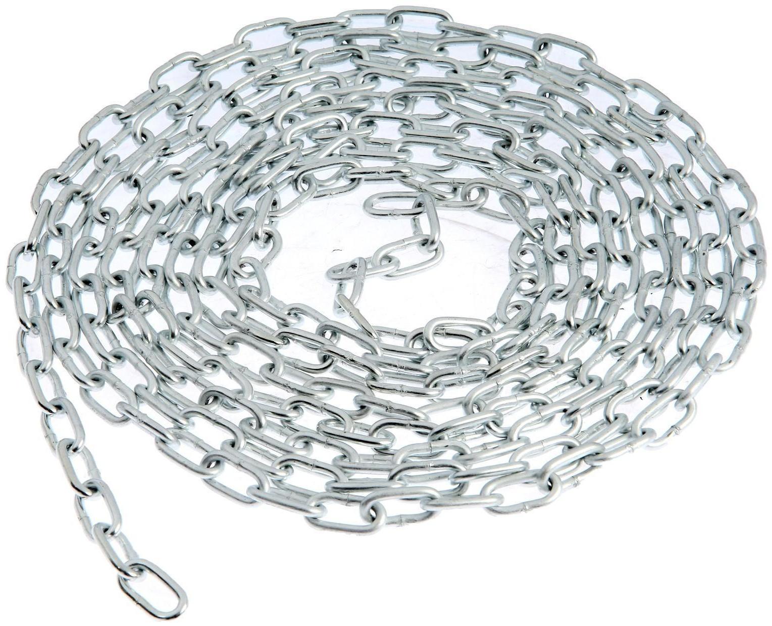 Цепь короткозвенная ТУНДРА krep DIN766, 4 мм, цинк, 5 м