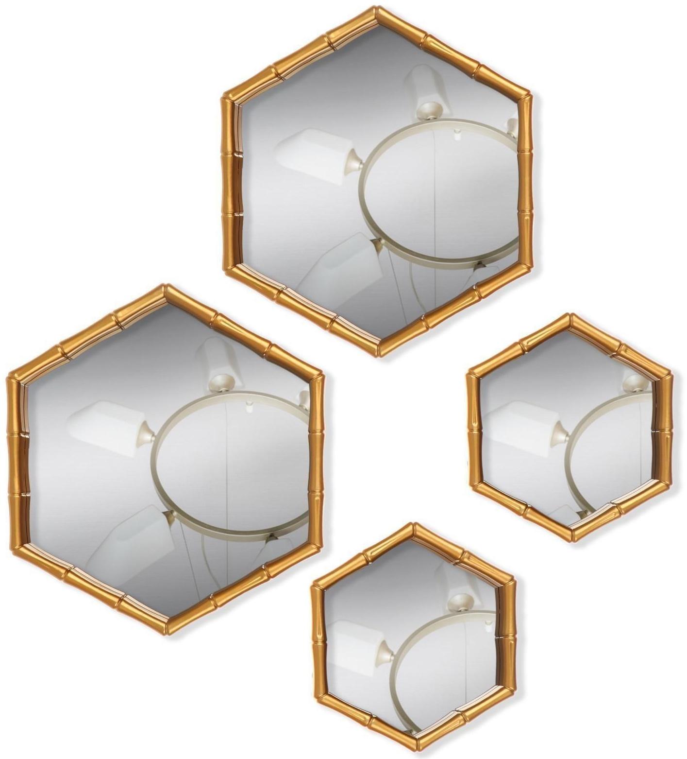 Набор настенных зеркал «Бамбук», зеркальная поверхность 22,7 × 20/15 × 13,2 см, цвет золотистый