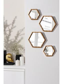 Набор настенных зеркал «Бамбук», зеркальная поверхность 22,7 × 20/15 × 13,2 см, цвет золотистый