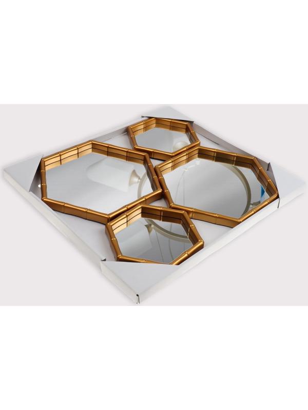 Набор настенных зеркал «Бамбук», зеркальная поверхность 22,7 × 20/15 × 13,2 см, цвет золотистый