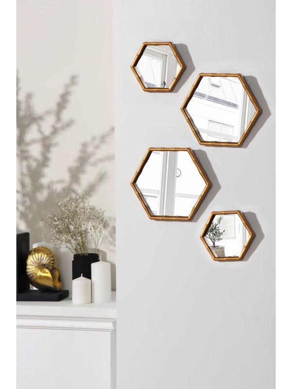 Набор настенных зеркал «Бамбук», зеркальная поверхность 22,7 × 20/15 × 13,2 см, цвет золотистый