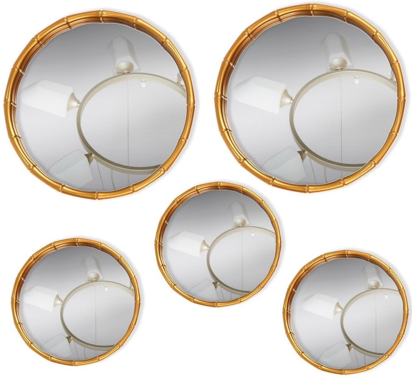Набор настенных зеркал «Бамбук», d зеркальной поверхности 20,5/13 см, цвет золотистый