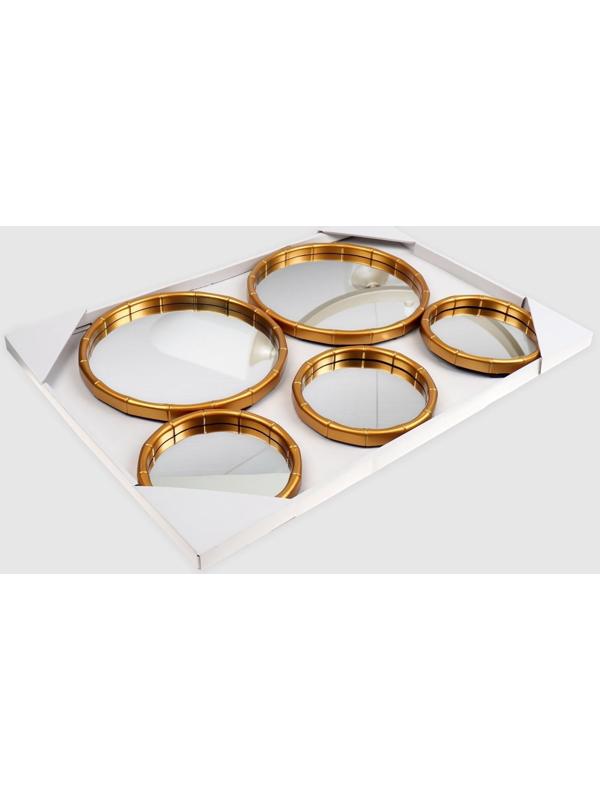 Набор настенных зеркал «Бамбук», d зеркальной поверхности 20,5/13 см, цвет золотистый