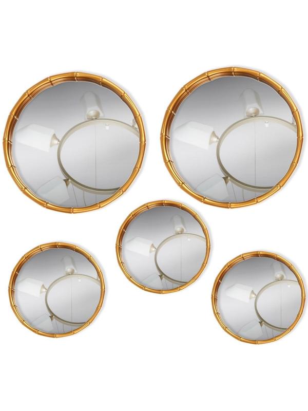 Набор настенных зеркал «Бамбук», d зеркальной поверхности 20,5/13 см, цвет золотистый