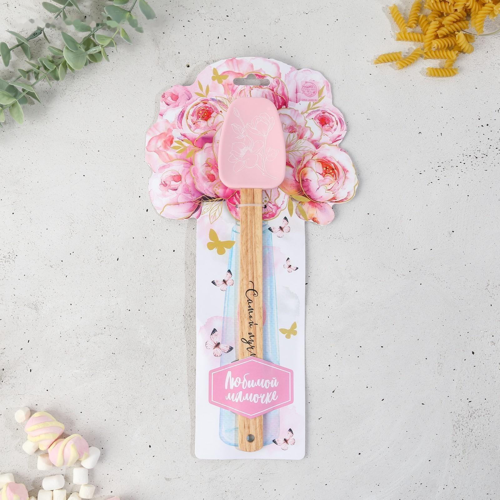 Силиконовая лопатка «Цветочки» на формовой подложке, 18.2 х 33.5 см