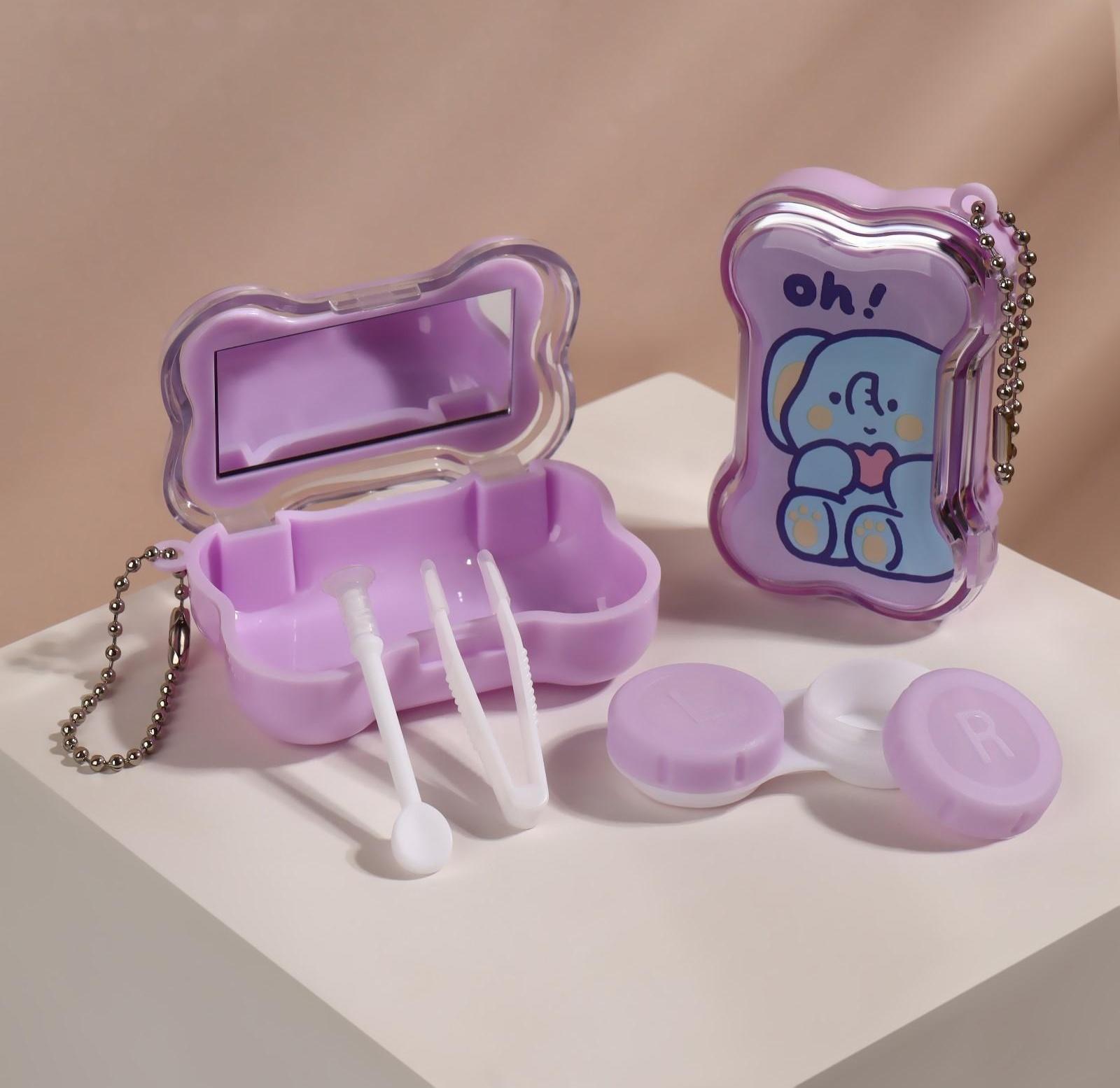 Набор для контактных линз, в футляре с зеркалом, 3 предмета, цвет МИКС