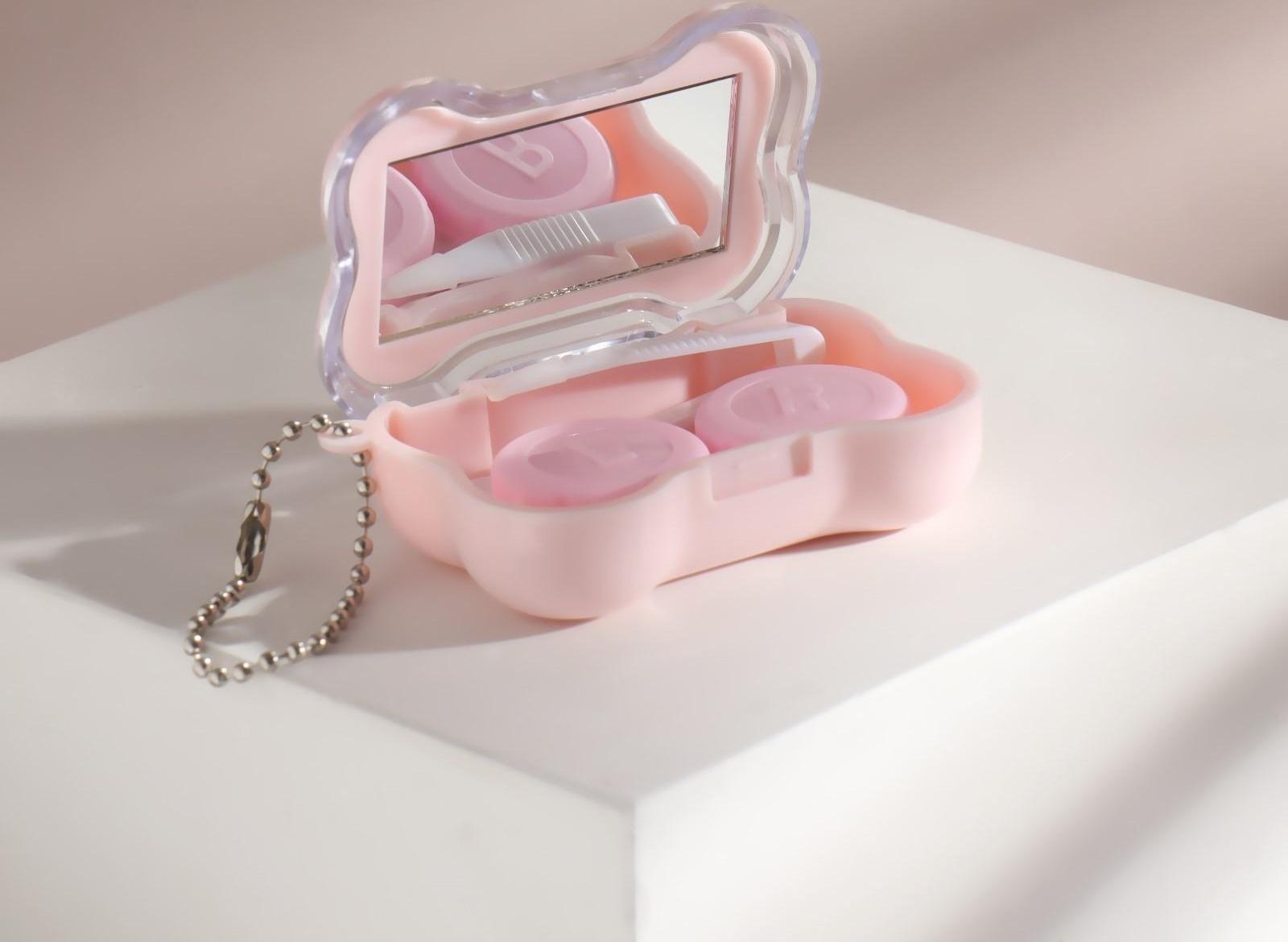 Набор для контактных линз, в футляре с зеркалом, 3 предмета, цвет МИКС