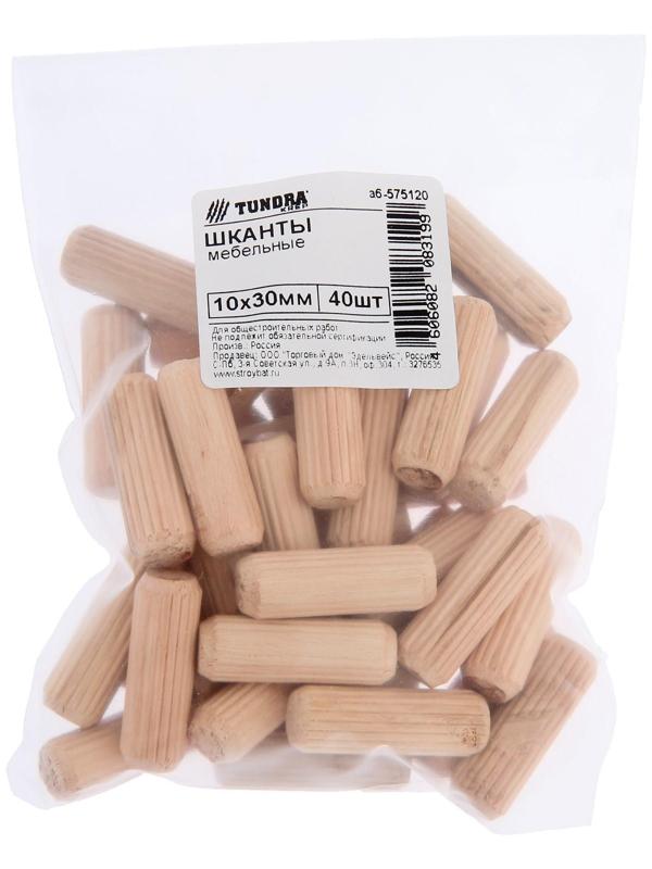 Шкант мебельный ТУНДРА krep 10x30 мм, 40 шт.