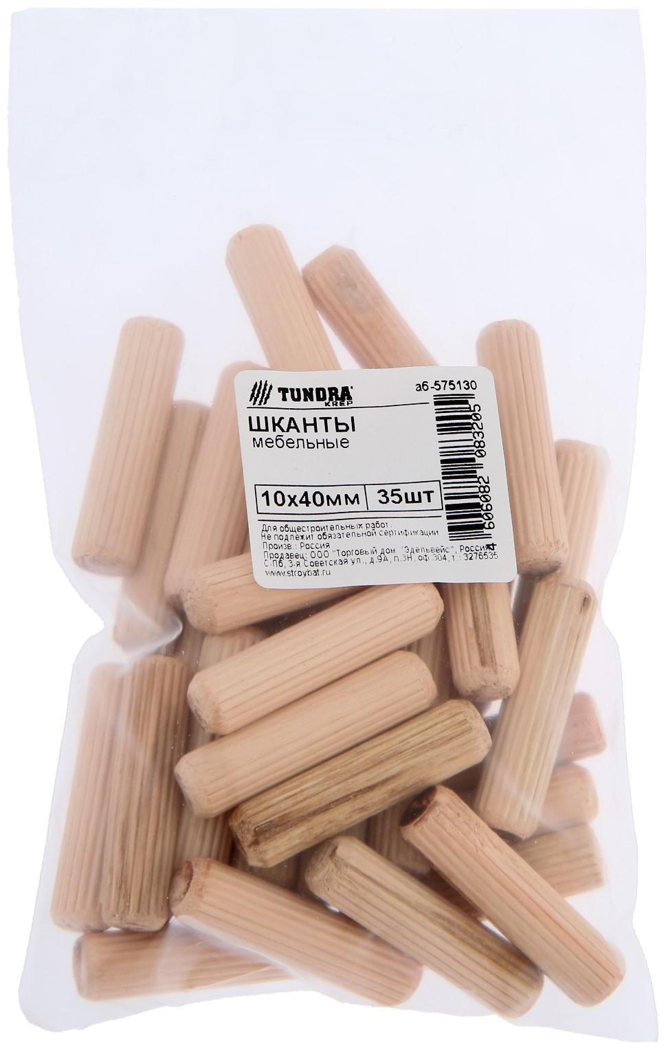 Шкант мебельный ТУНДРА krep 10x40 мм, 35 шт.