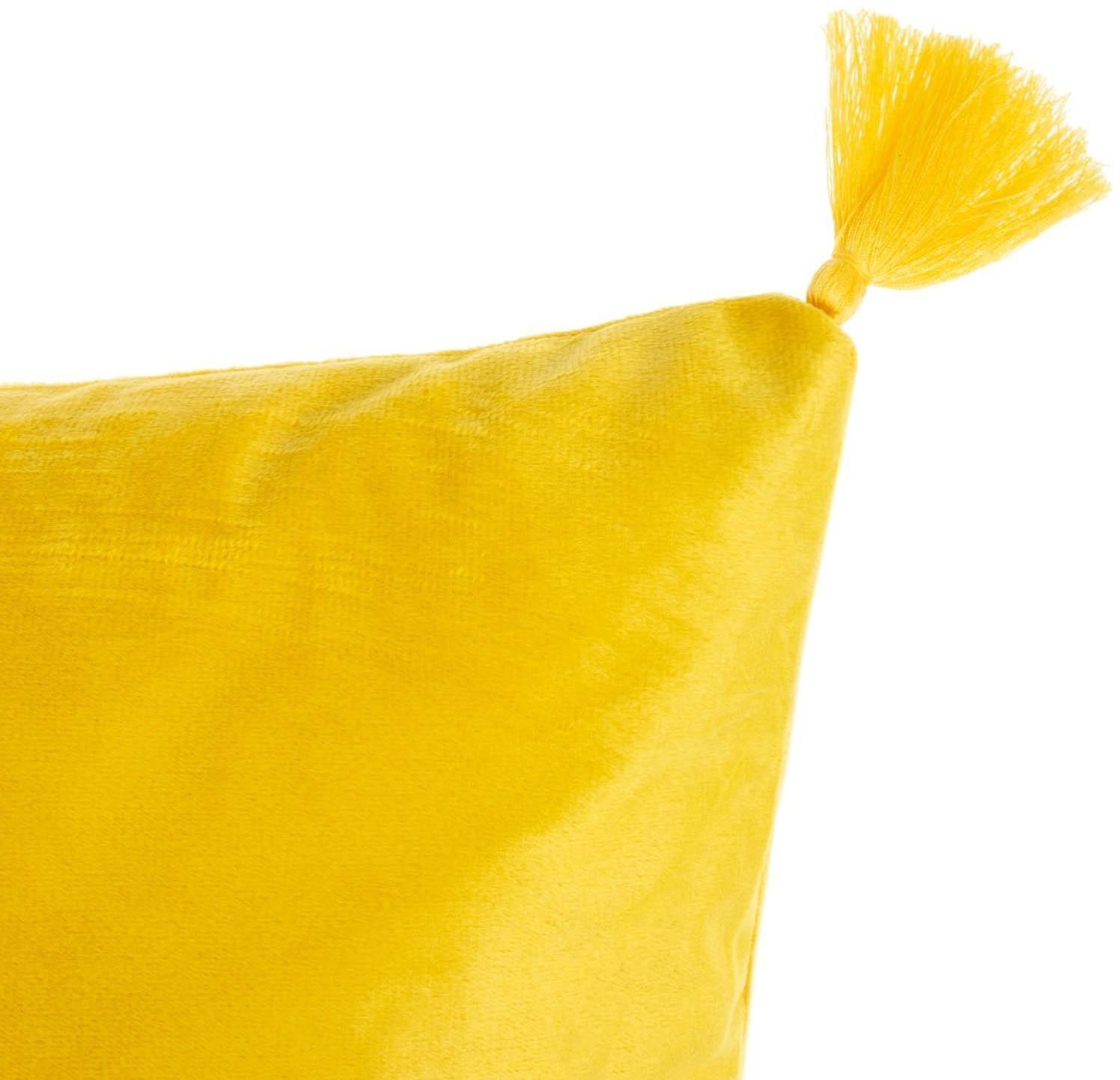 Чехол на подушку с кисточками Этель цвет желтый, 45х45 см, 100% п/э, велюр