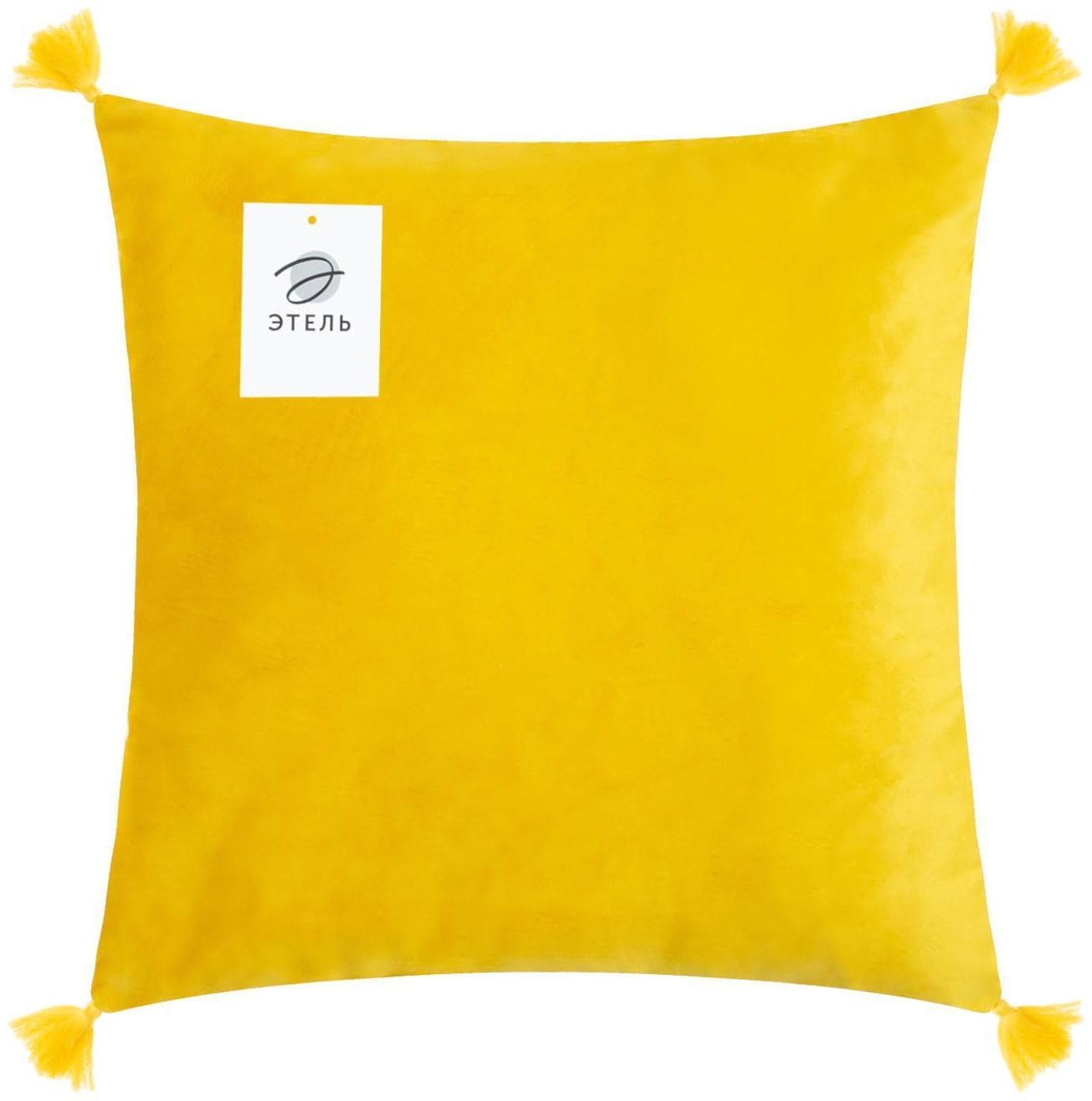 Чехол на подушку с кисточками Этель цвет желтый, 45х45 см, 100% п/э, велюр