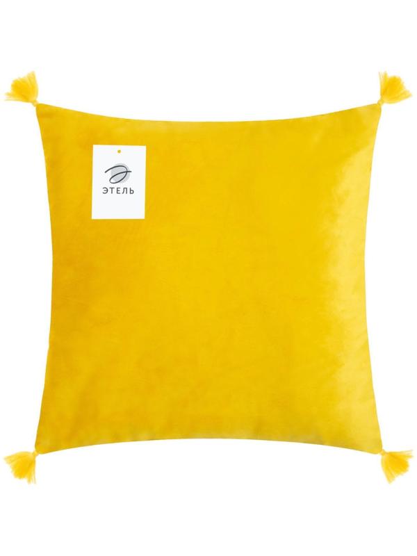 Чехол на подушку с кисточками Этель цвет желтый, 45х45 см, 100% п/э, велюр