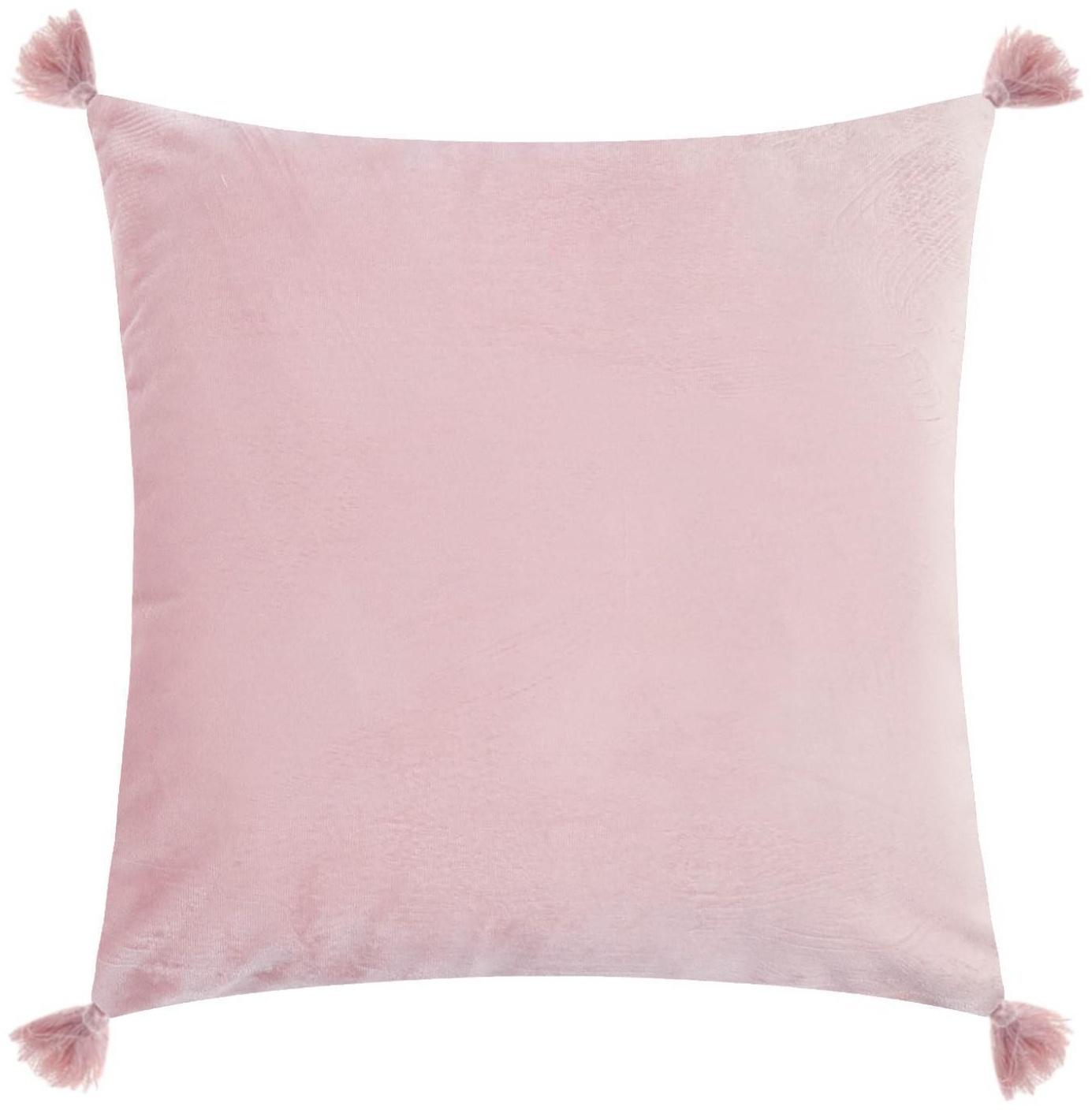 Чехол на подушку с кисточками Этель цвет розовый, 45х45 см, 100% п/э, велюр