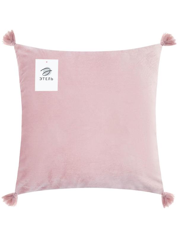 Чехол на подушку с кисточками Этель цвет розовый, 45х45 см, 100% п/э, велюр