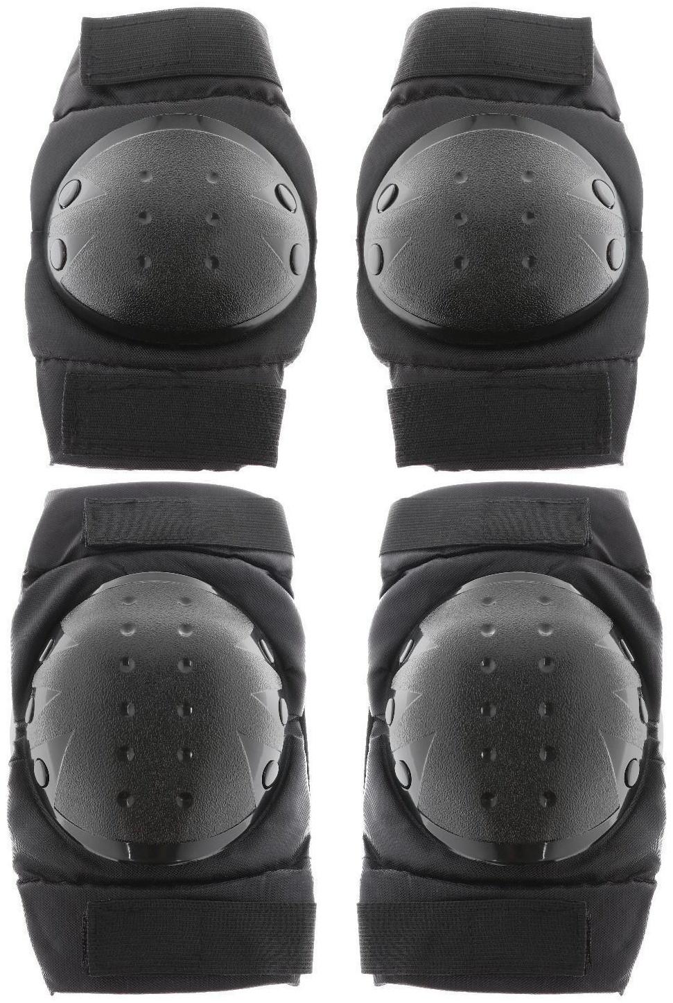 Наколенники и налокотники мотоциклетные, взрослые, цвет черный, пластик, набор 4 шт. NKL 86