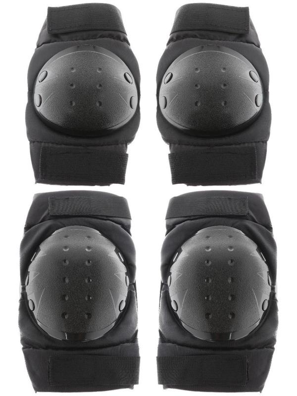 Наколенники и налокотники мотоциклетные, взрослые, цвет черный, пластик, набор 4 шт. NKL 86