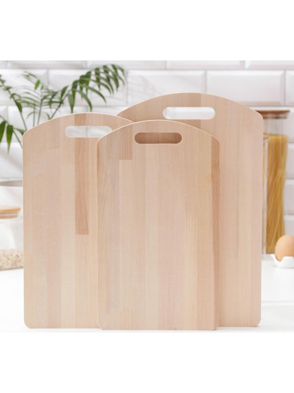 Нaбор досок разделочных на подставке с ручкой Доляна,3 шт (35×22 см; 32×20 см,31×18 см), массив березы