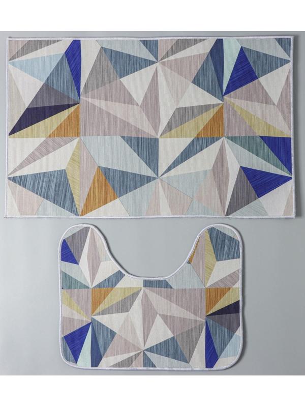 Набор ковриков для ванной и туалета Доляна «Гранулы», 2 шт: 50×80, 50×40 см