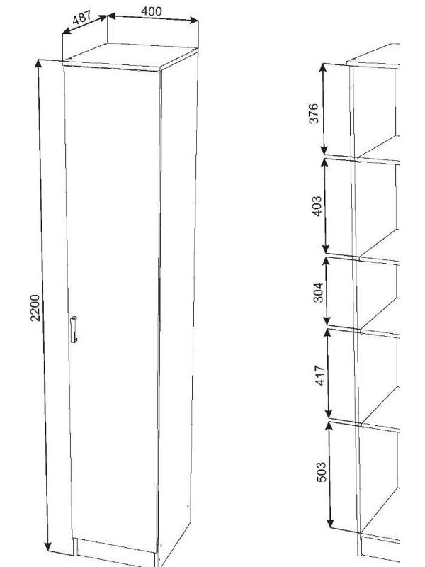 Пенал Соло 400х490х2200 Ясень Шимо темный/светлый