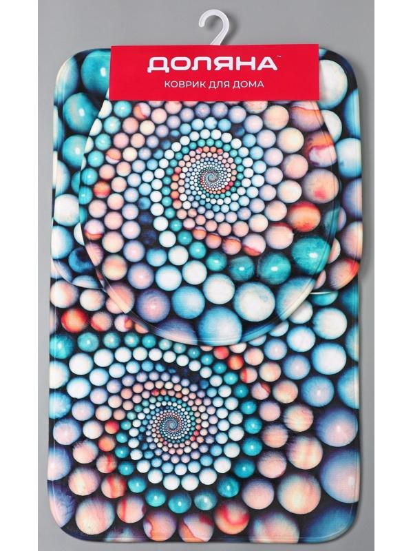 Набор ковриков для ванной и туалета Доляна «Каменные завитки», 3 шт: 35×39, 40×50, 45×75 см