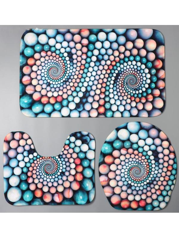 Набор ковриков для ванной и туалета Доляна «Каменные завитки», 3 шт: 35×39, 40×50, 45×75 см