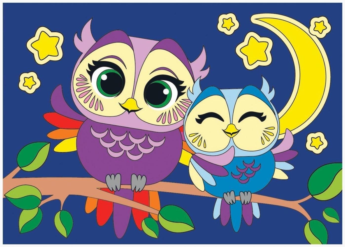 Картина по номерам «Совушки» 20х28.5 см