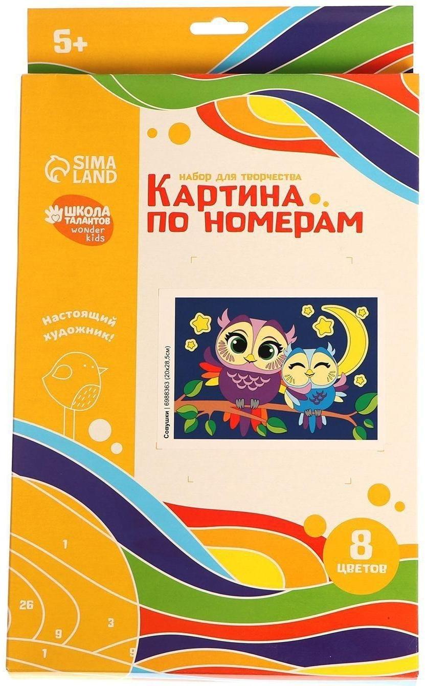 Картина по номерам «Совушки» 20х28.5 см