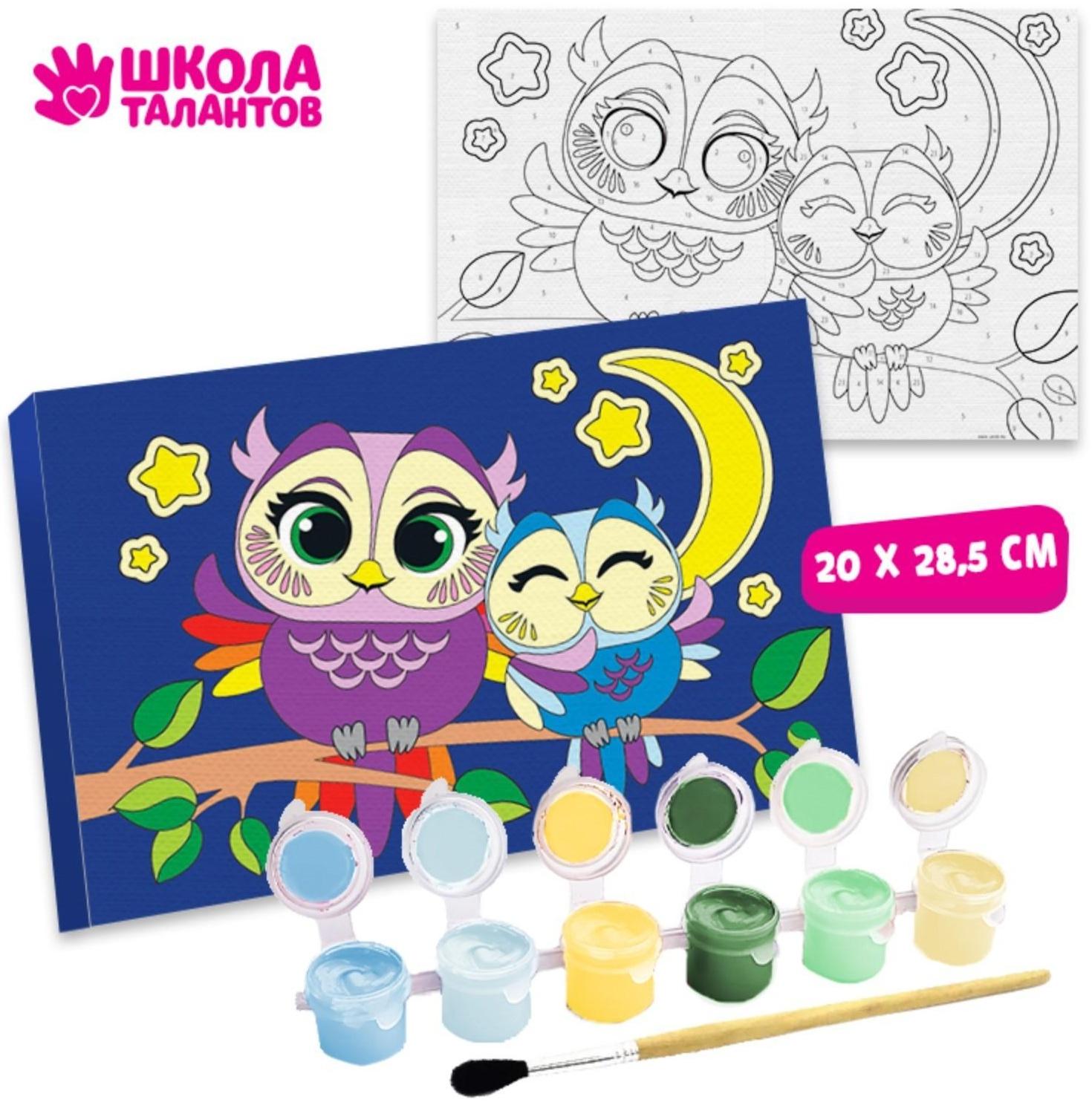 Картина по номерам «Совушки» 20х28.5 см