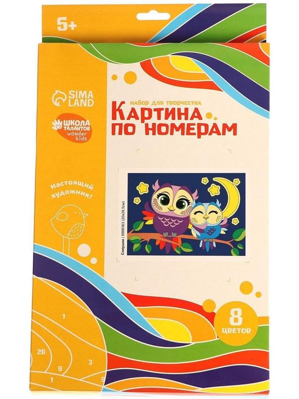 Картина по номерам «Совушки» 20х28.5 см