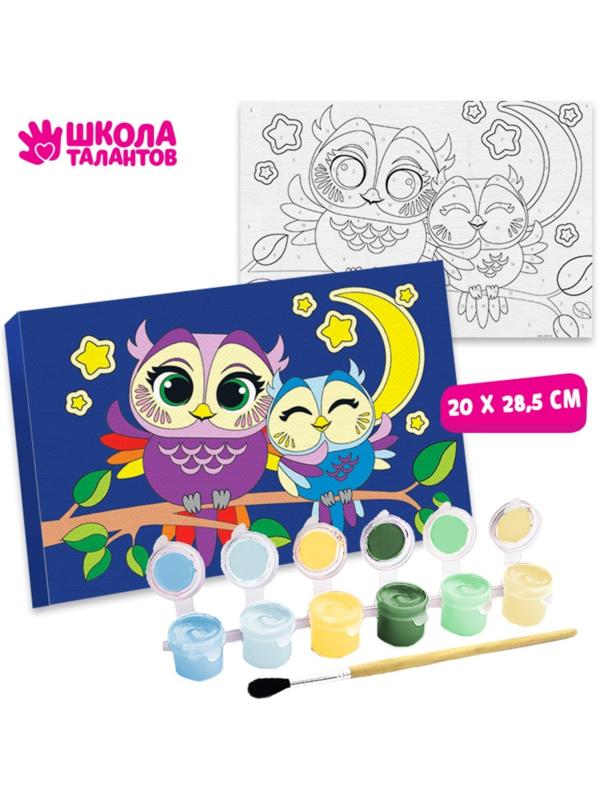 Картина по номерам «Совушки» 20х28.5 см