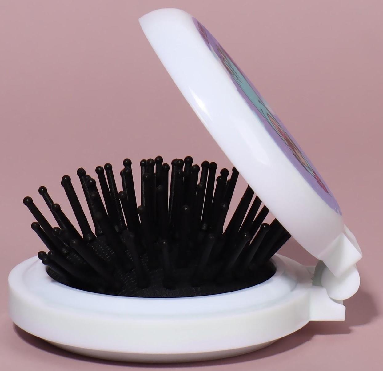 Расчёска массажная, складная, с зеркалом, d = 6,5 см, рисунок МИКС