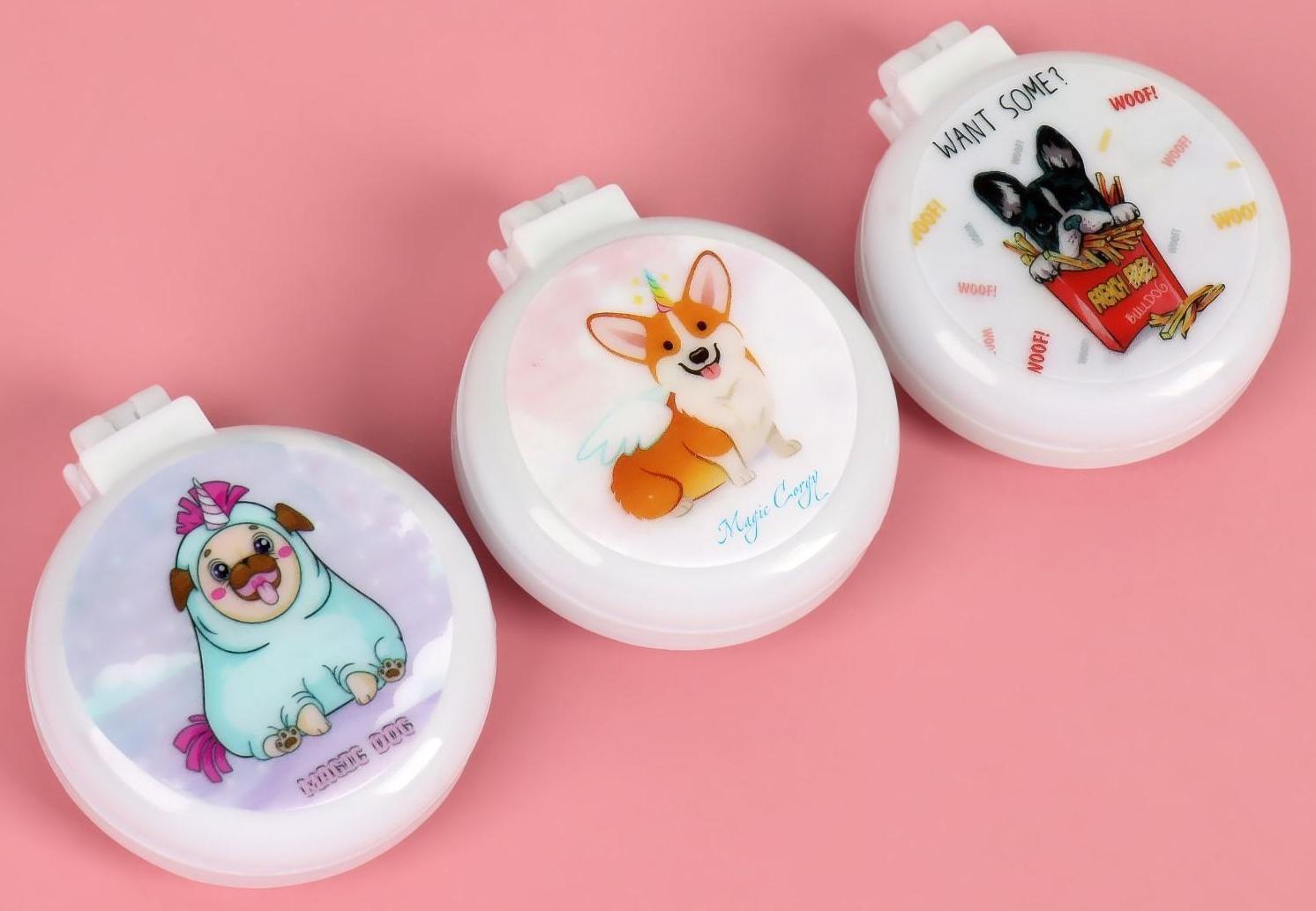 Расчёска массажная, складная, с зеркалом, d = 6,5 см, рисунок МИКС