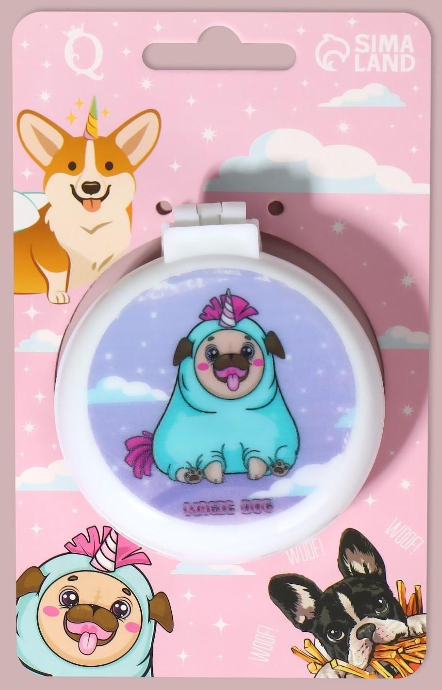 Расчёска массажная, складная, с зеркалом, d = 6,5 см, рисунок МИКС