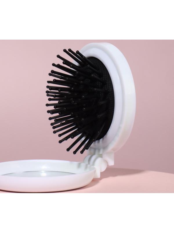 Расчёска массажная, складная, с зеркалом, d = 6,5 см, рисунок МИКС