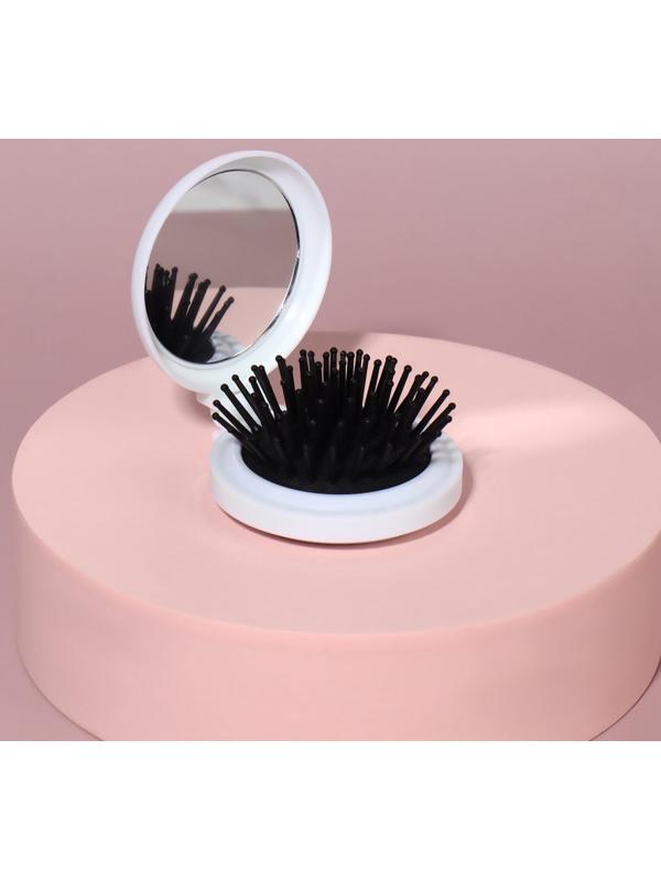 Расчёска массажная, складная, с зеркалом, d = 6,5 см, рисунок МИКС