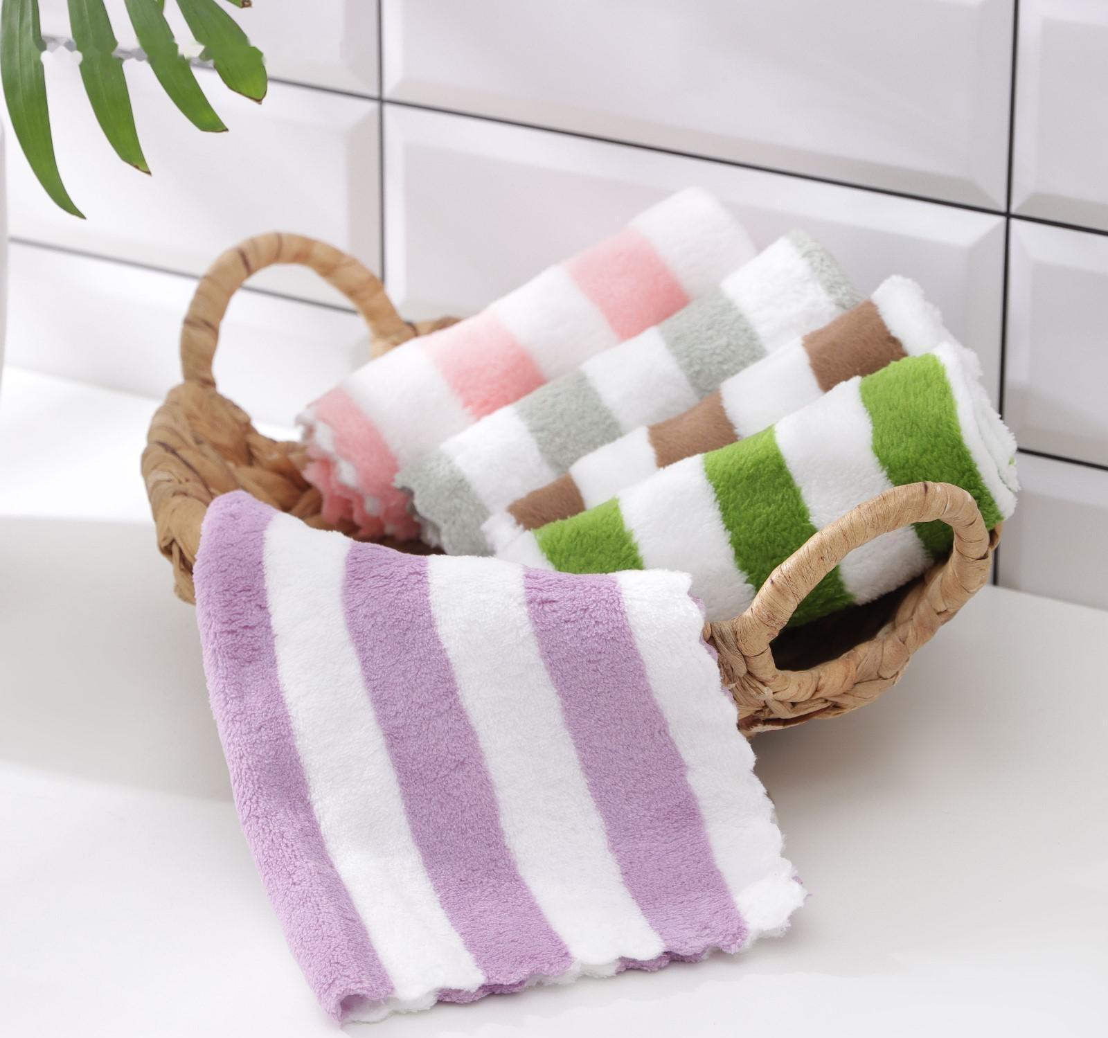 Салфетка микрофибра махровая Доляна «Полоски», 30×30 см, цвет МИКС