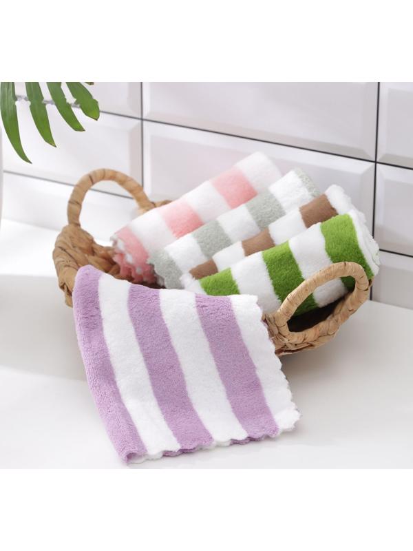 Салфетка микрофибра махровая Доляна «Полоски», 30×30 см, цвет МИКС