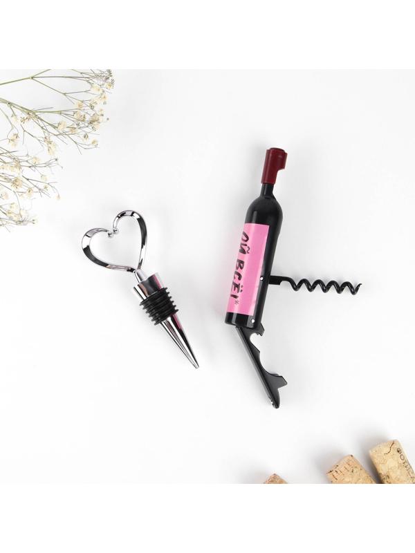 Штопор-бутылка и пробка на подложке 