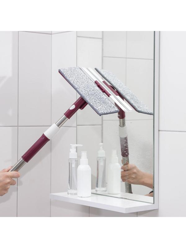 Окномойка с насадкой из микрофибры Доляна, стальная телескопическая ручка, 27×8×73(114) см, цвет МИКС