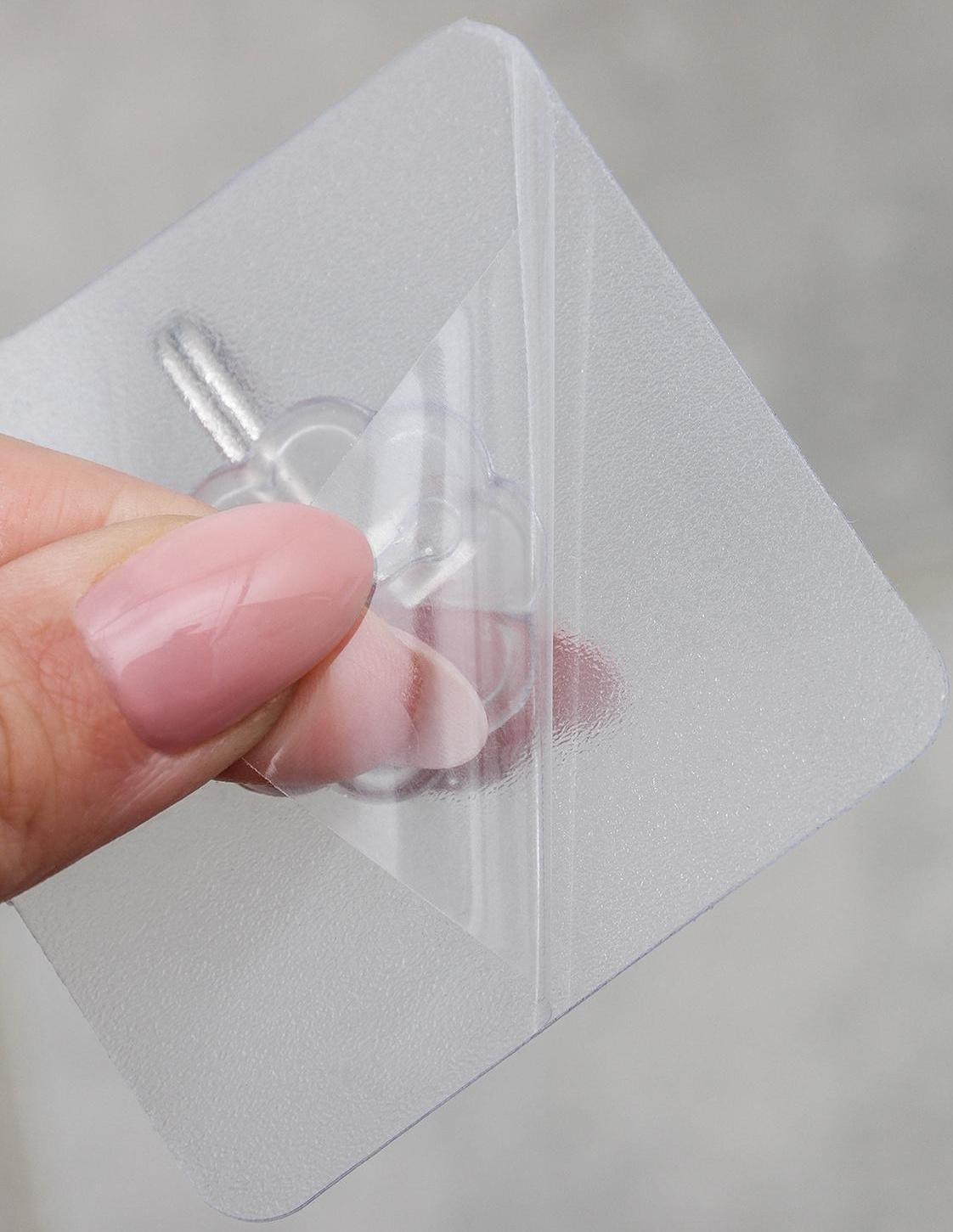 Крючок на липучке «Классика», 3 шт, цвет прозрачный