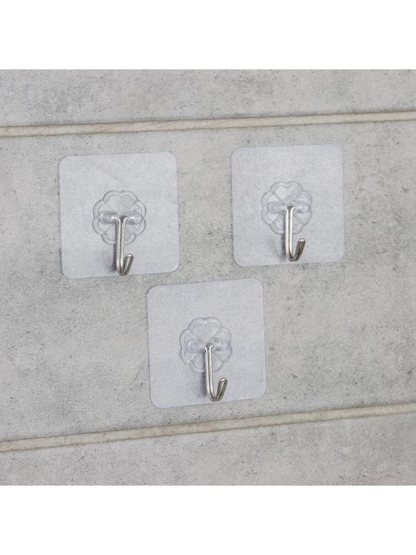 Крючок на липучке «Классика», 3 шт, цвет прозрачный