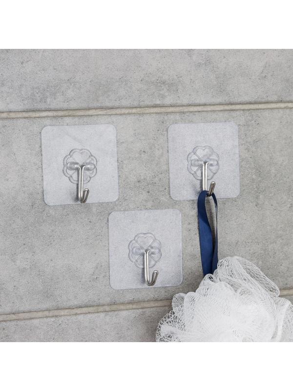 Крючок на липучке «Классика», 3 шт, цвет прозрачный