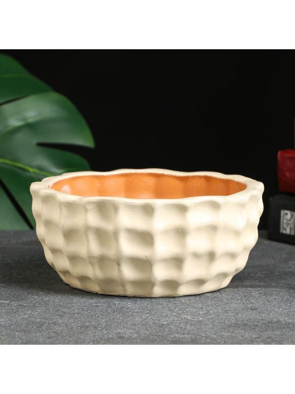 Фигурное кашпо «Соты» 0,8 л/ 7х16см слоновая кость