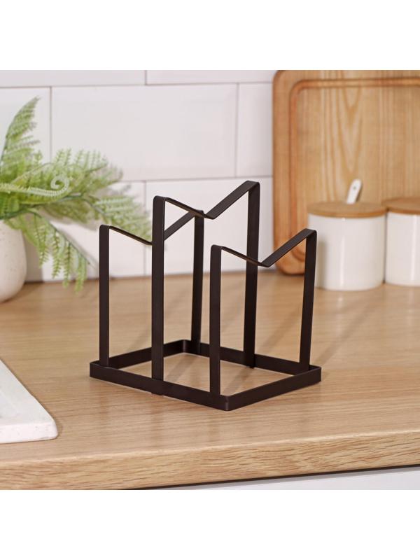 Держатель для крышек и разделочных досок Доляна, 12,5×16×15 см, цвет чёрный