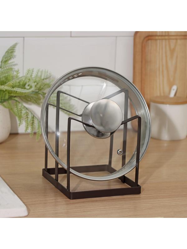 Держатель для крышек и разделочных досок Доляна, 12,5×16×15 см, цвет чёрный