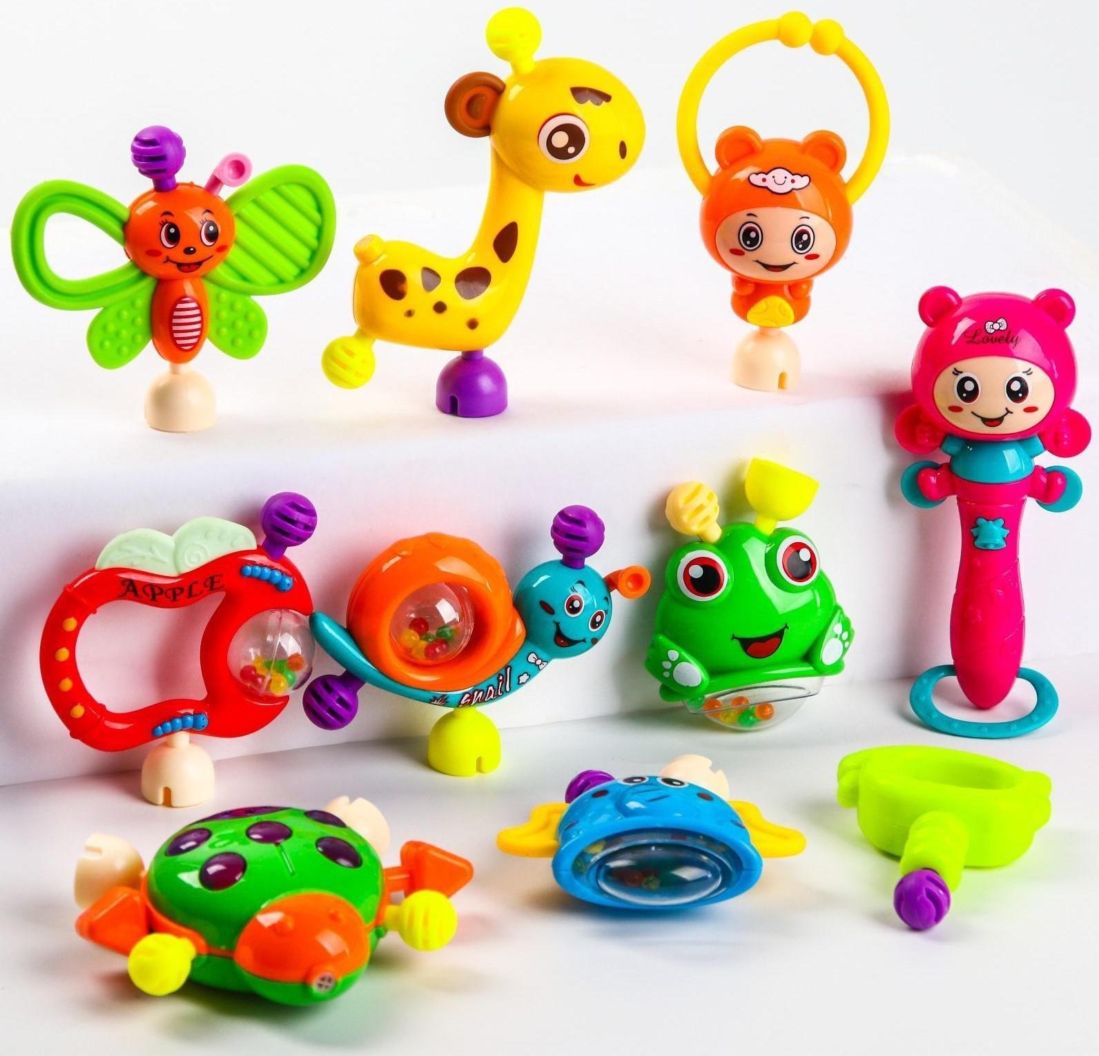 Набор погремушек «Собери меня», 10 шт, яркие цвета