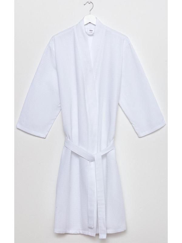 Халат вафельный мужской Экономь и Я рукав 3/4 цвет белый размер 58-60, 100% хлопок, 200 г/м2