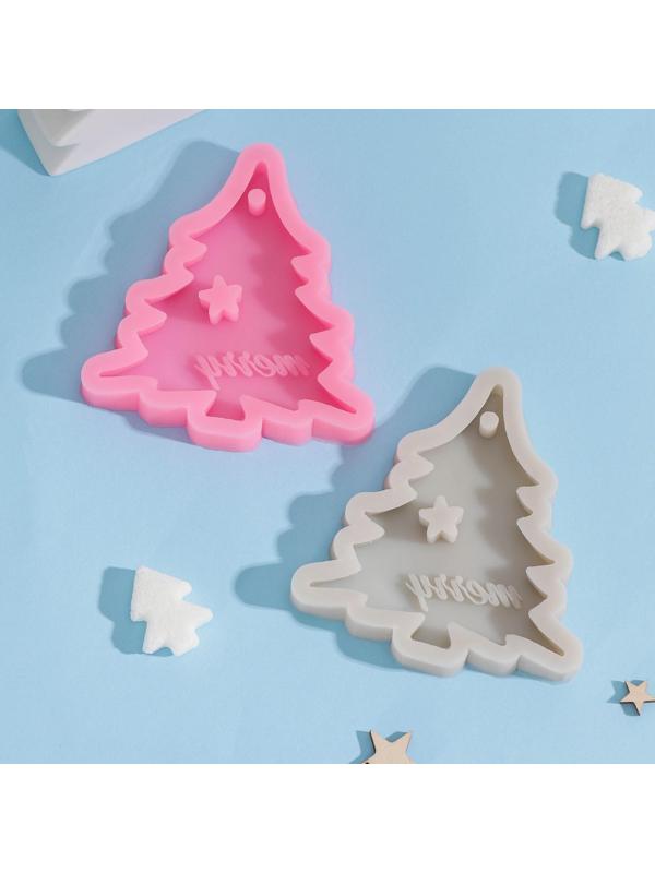 Силиконовый молд «Рождественская ёлка», 10×9,5×1 см, цвет розовый