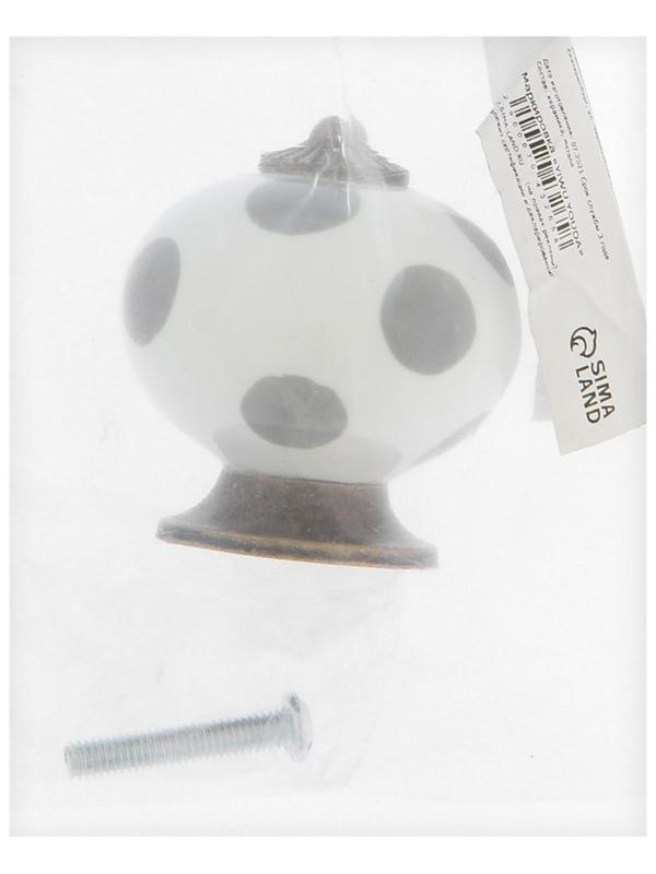 Ручка кнопка ТУНДРА, керамическая, цвет белый с серыми кругами